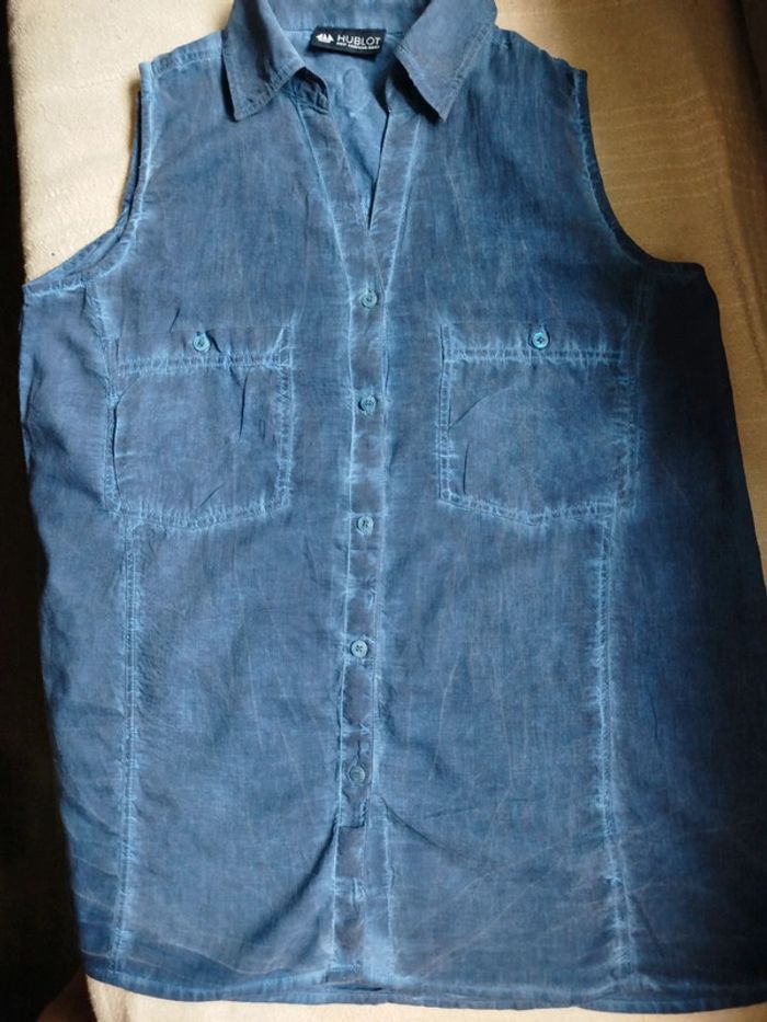 #chemise#bleue#sans manches - photo numéro 3
