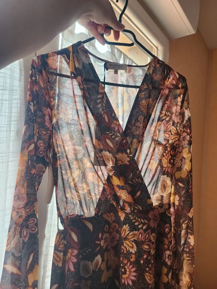 Robe noire motifs fleuris Morgan neuve T.34/XS - photo numéro 5