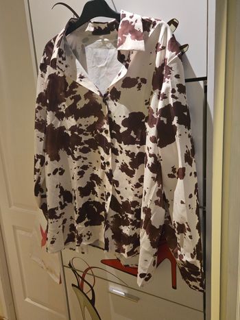 Chemise écru/marron à imprimé vache T 42/44