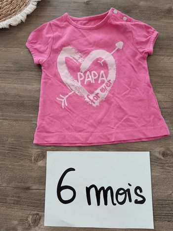 🌞 t-shirt rose kitchoun taille 6 mois très Bon état