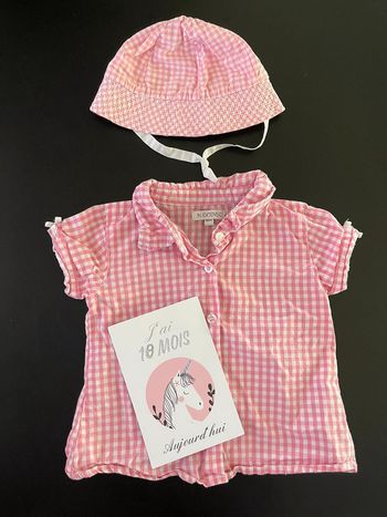 Ensemble chemisette et chapeau vichy