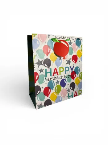 Sac cadeau « Joyeux anniversaire à toi » motif ballon Voila 25 x 30,5 x 12 cm Neuf