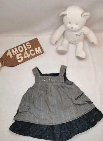 Robe 👣 bretelles,  courte, petite  fée  des bois,  sergent major, 1mois/54cm