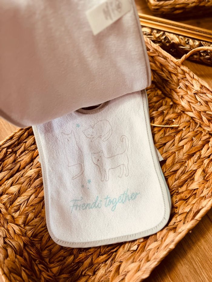 Lot de 7 bavoirs éponges garçon Tex jaune et bleu turquoise Neufs 💙 - photo numéro 4