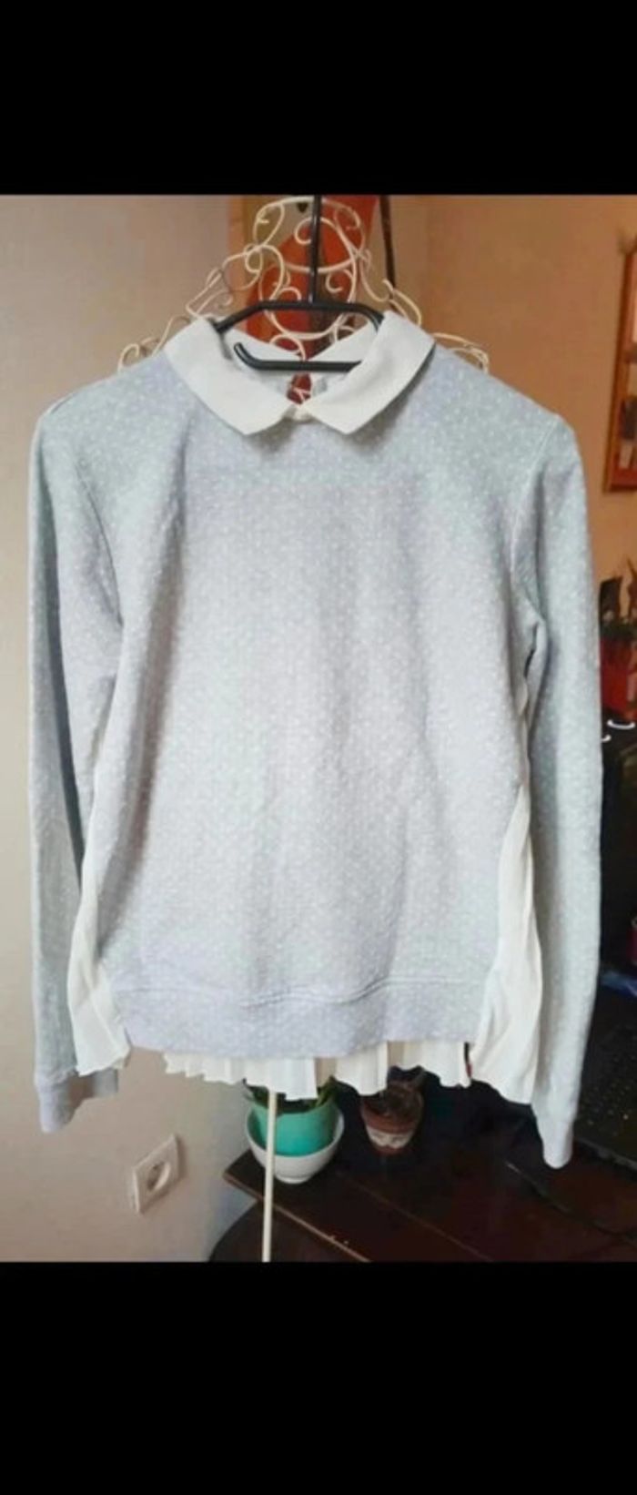 Pull fin gris et blanc avec col 34/36 Teddy Smith - photo numéro 2