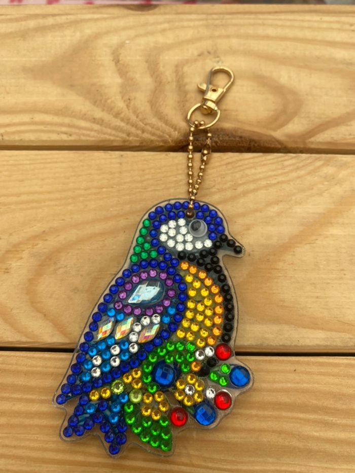 Porte clé recto/verso oiseau 🐦 en Diamond painting