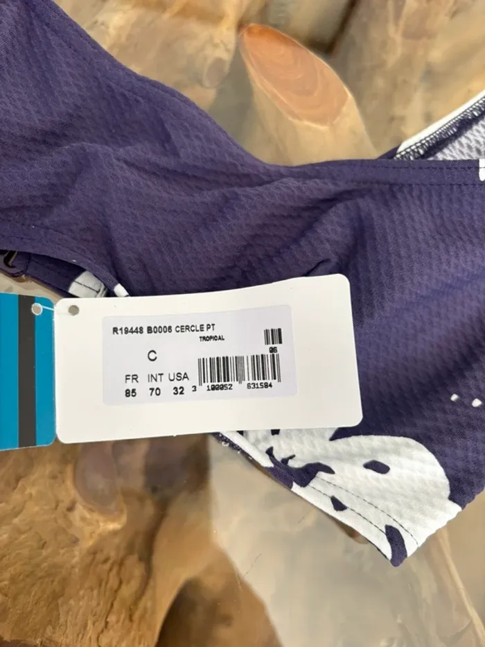 Haut de maillot de bain Maison Lejaby violet blanc - photo numéro 4