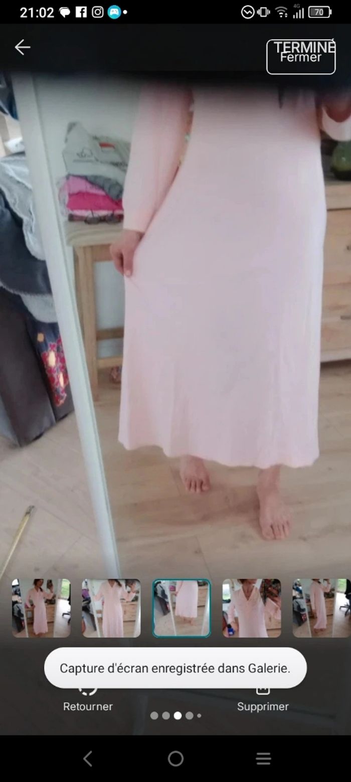 Robe de nuit longue xl vintage rose poudré c79 - photo numéro 3