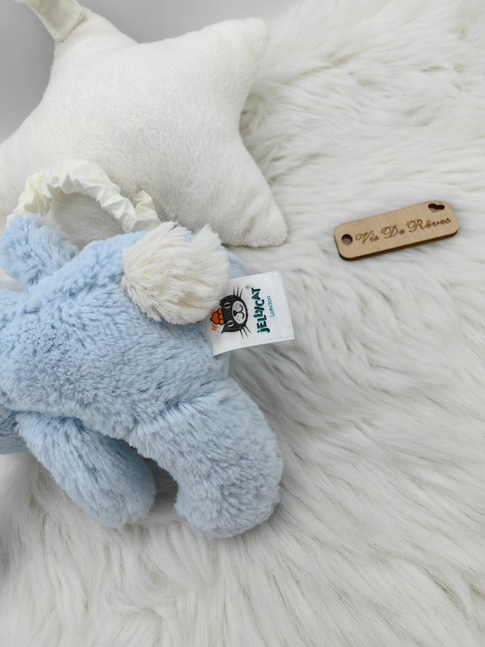 Doudou peluche musicale lapin bleu  étoile Little Jellycat - photo numéro 6
