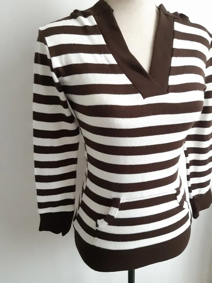 Pull rayé à capuche Jinger Mode - photo numéro 3