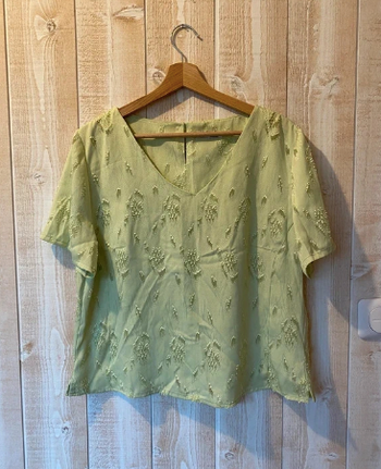 💚 Blouse manches courtes verte brodée Erre y Eme - vintage 🌿
