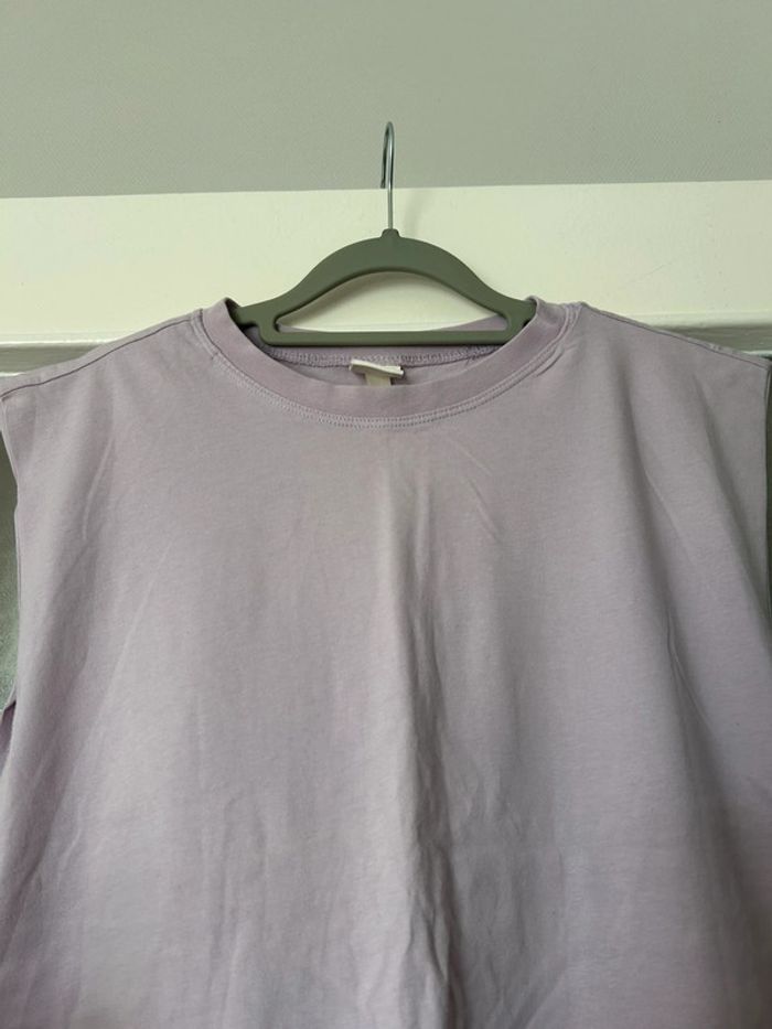t-shirt sans manche lilas h&m s neuf - photo numéro 5