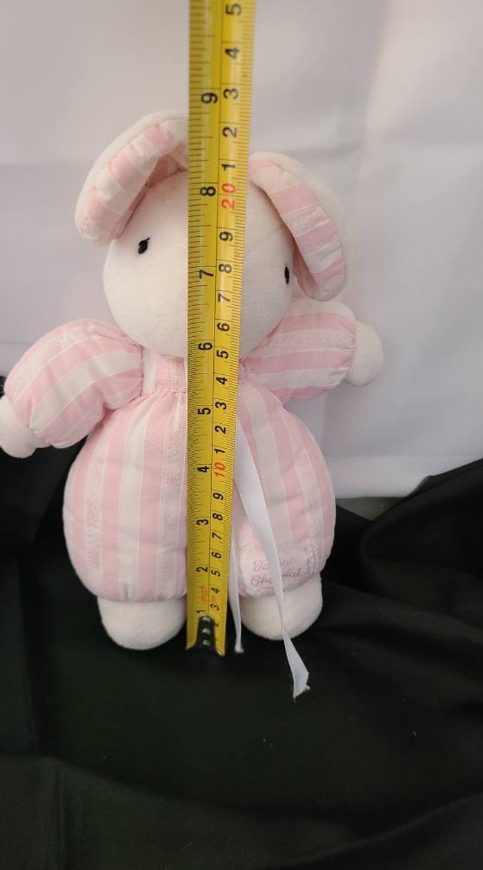 Doudou lapin blanc rayé rose TARTINE ET CHOCOLAT - photo numéro 4