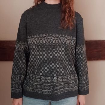 Pull Phildar laine gris flocons neige