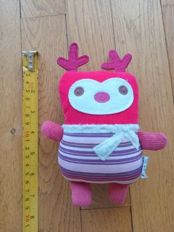Peluche doudou animal renne monoprix bordeaux