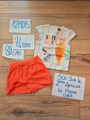 Ensemble Tee-shirt manche courte été et Jupe short fluide