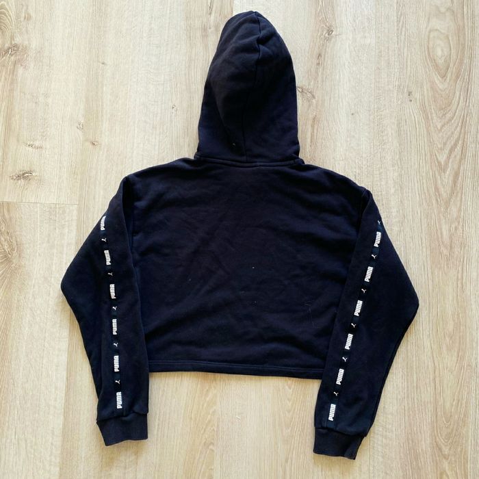 Puma Crop Top Hoodie Sport Noir enfant Vintage Running Unisexe très bon état (Taille 10/12 Ans) - photo numéro 3