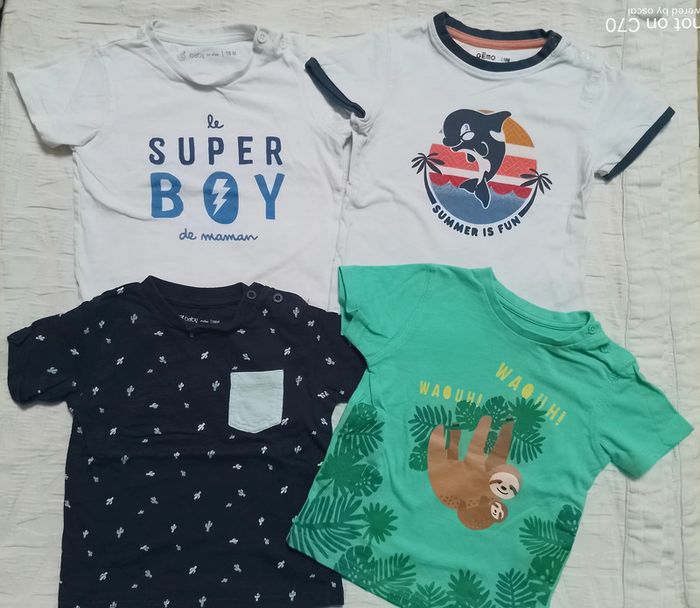 Gemo lot 4 hauts t shirts manches courtes 18 mois