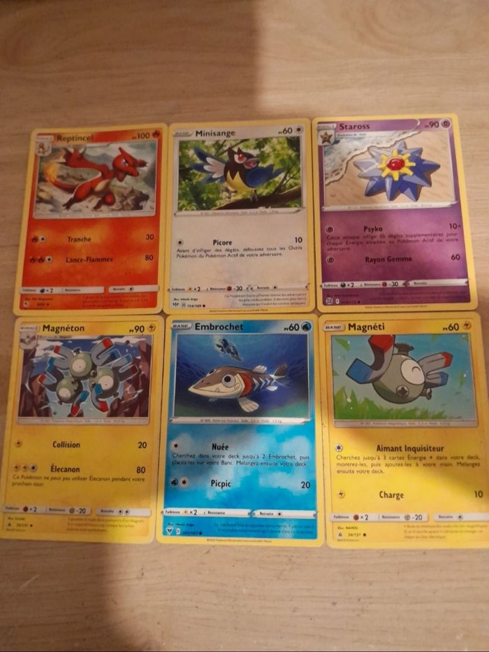 Lot de 6 cartes Pokémon