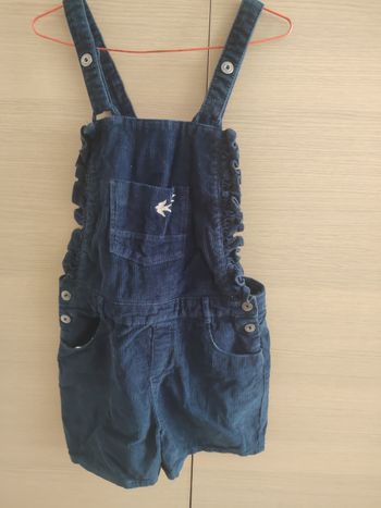 Short salopette, Verbaudet, 12 ans (152 cm), marine velours côtelé, volanté vers le haut poches