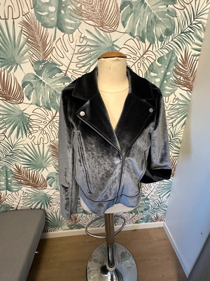 Veste perfecto Camaïeu gris velours tL
