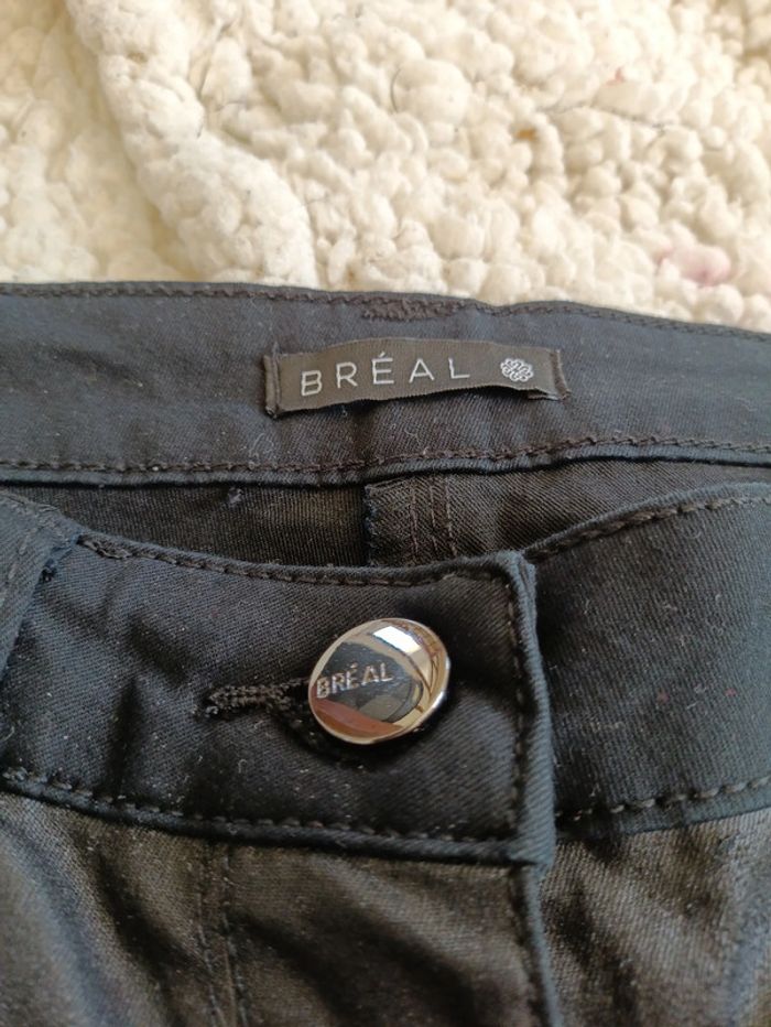 Jean noir effet enduit bicolore taille 38 – Bréal cuir mat zip - photo numéro 3