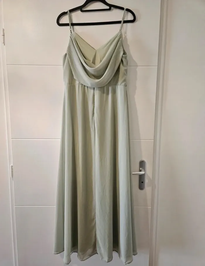 Robe de demoiselle d’honneur vert sauge – Taille L (40) neuve bohème, champêtre, chic - photo numéro 6