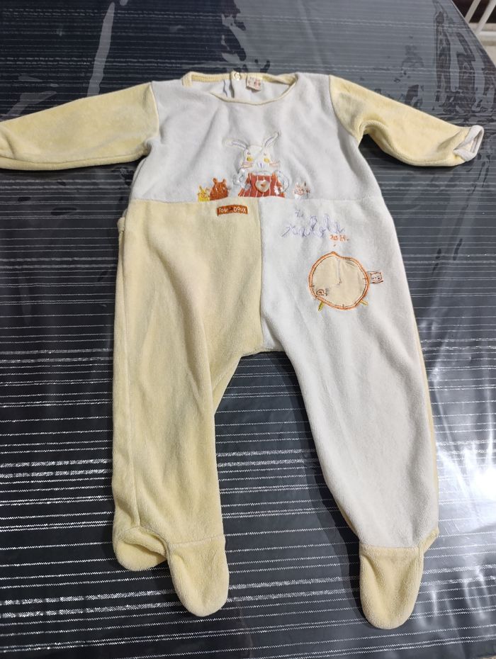 👕Lot de 2 pijama velours 6 mois mixte - photo numéro 2