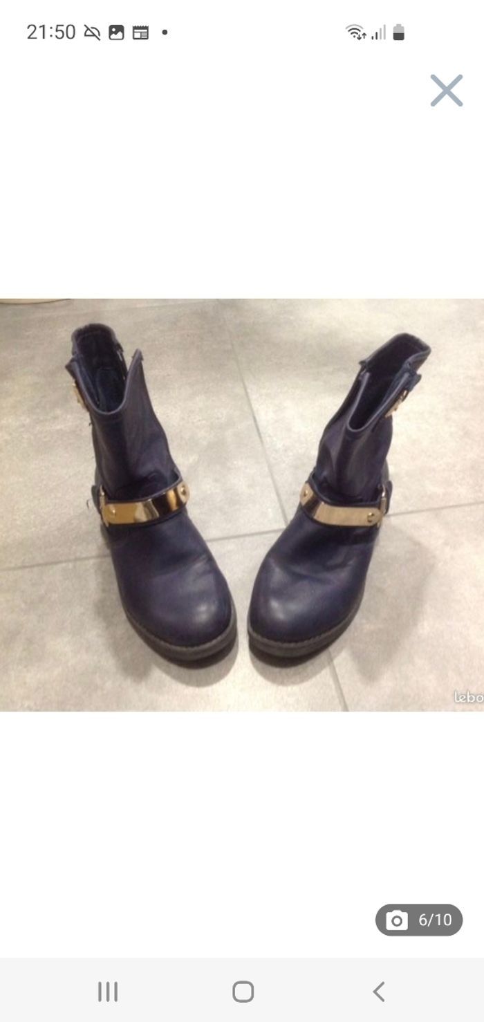 Bottines bleu marine talons plats T.37 - photo numéro 6