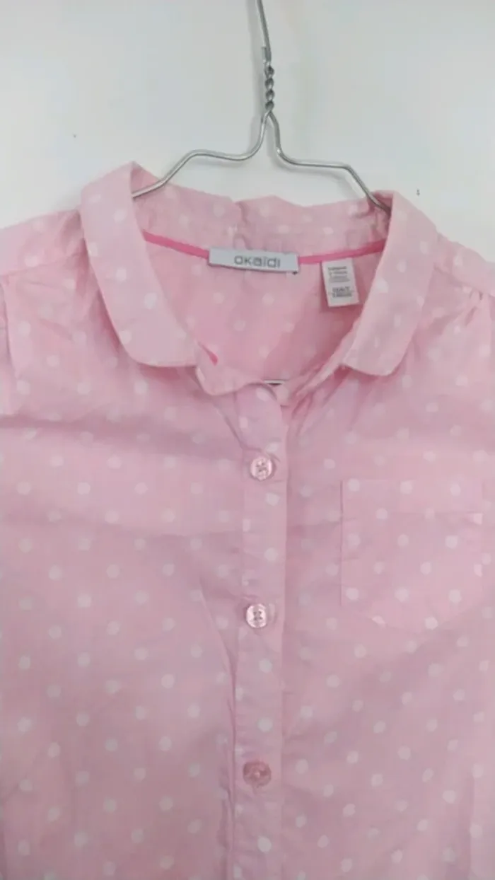 Chemise rose🍥 à pois filles 10 ans Okaïdi - photo numéro 2