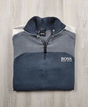 Sweat Hugo Boss bleu marine – Taille S – Quart Zip Coton Stretch – Très bon état
