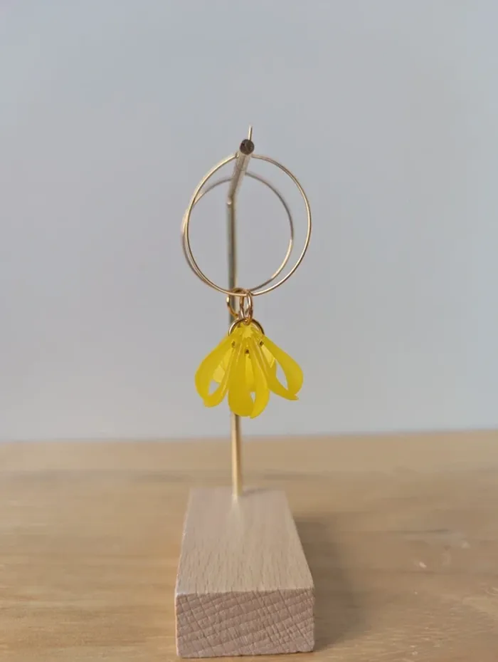 Creoles pétales Sezanelike jaune pendances - photo numéro 2