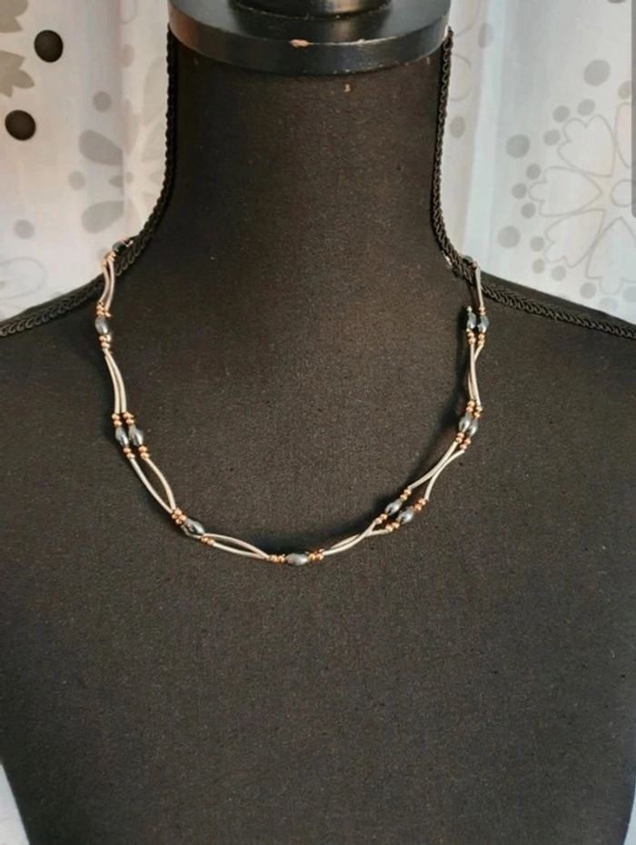 Collier ou bracelet aimanté marron noir et argenté - photo numéro 3