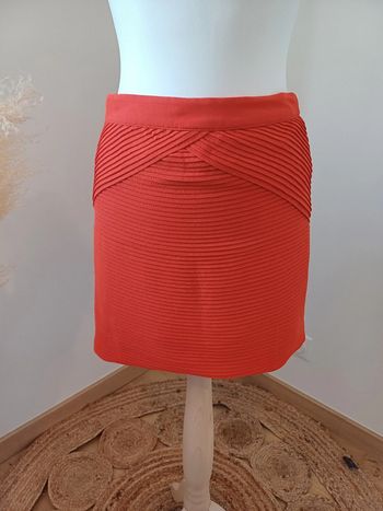 Jupe courte plissée orange Camaieu taille XS 34