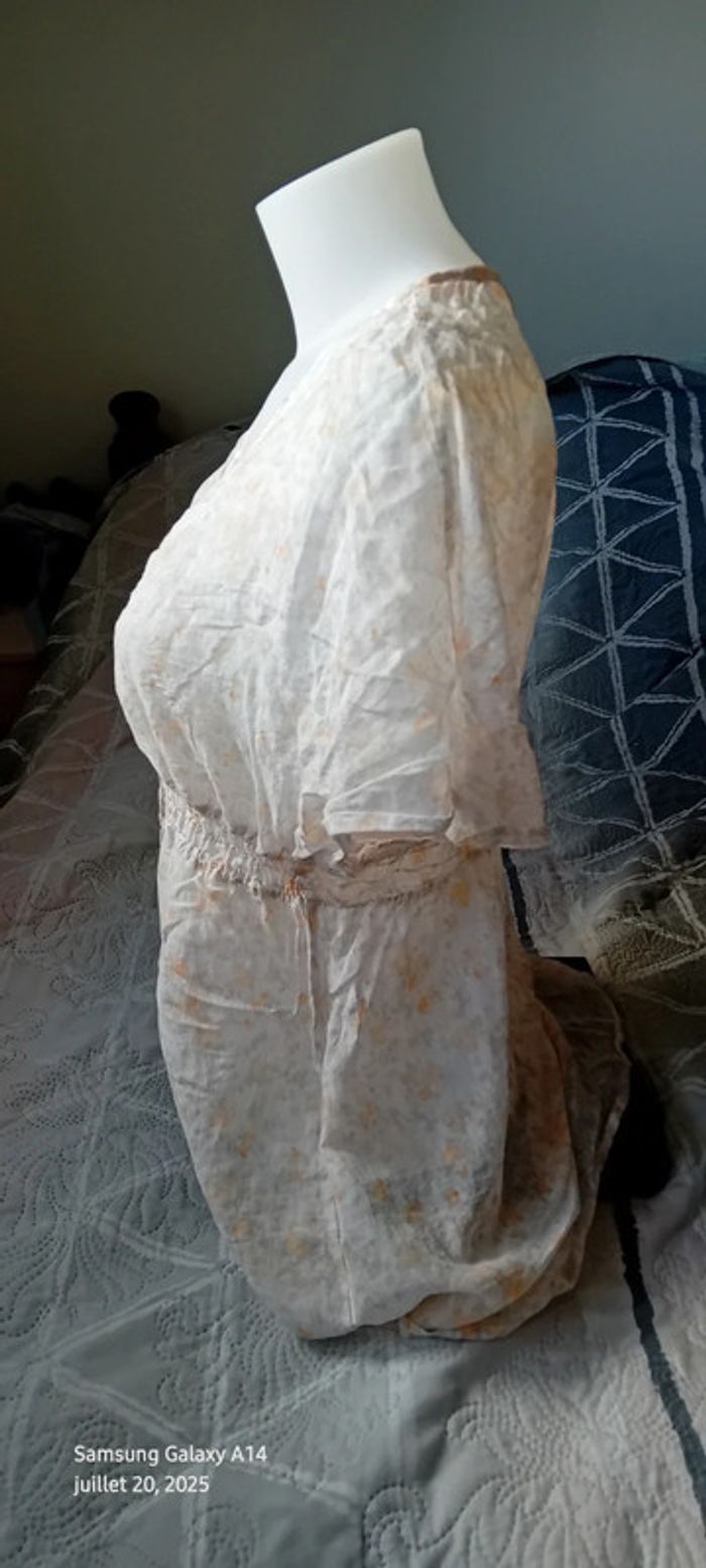 Blouse très légères manches courtes imprimé floral col V avec lien femme 40 esprit - photo numéro 7