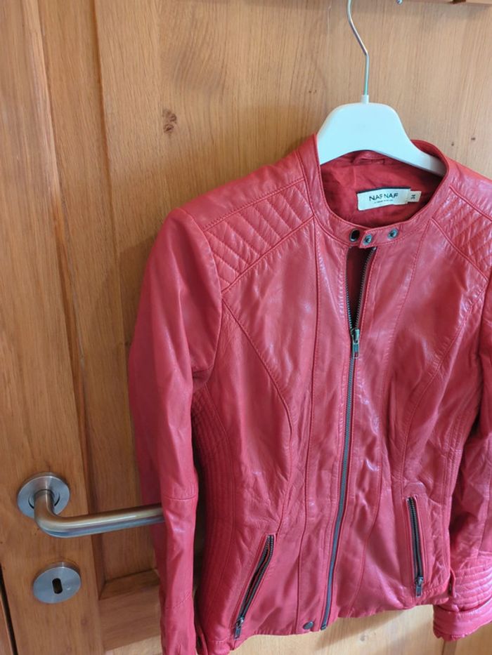Veste Naf Naf en simili en rouge xs - photo numéro 3
