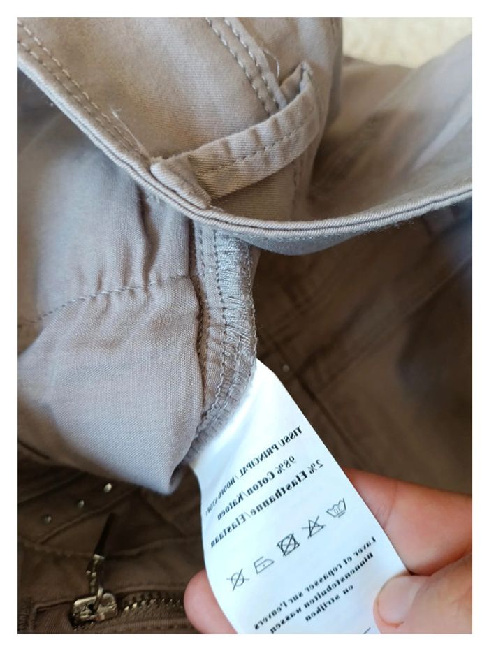 Armand Thiery + strass vintage Pantalon droit beige / taupe T. 40 FR 98% coton -- - photo numéro 4