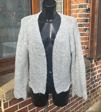 🤍 Gilet gris maille duveteuse à sequins – Taille Unique (TU)