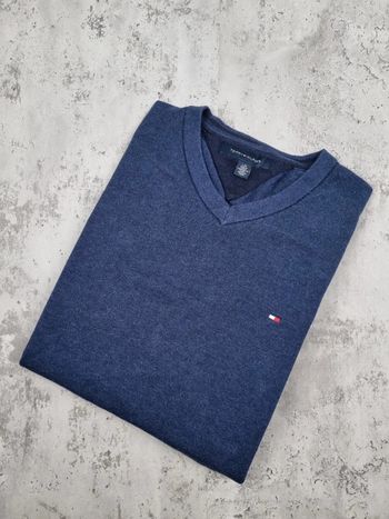 Pull col V Tommy Hilfiger bleu, L Hommes