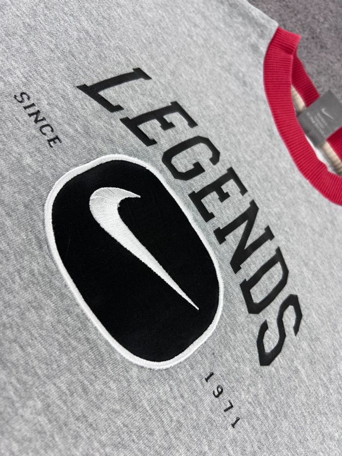Sweat Nike logo brodé vintage rare gris et rouge Taille S - photo numéro 7