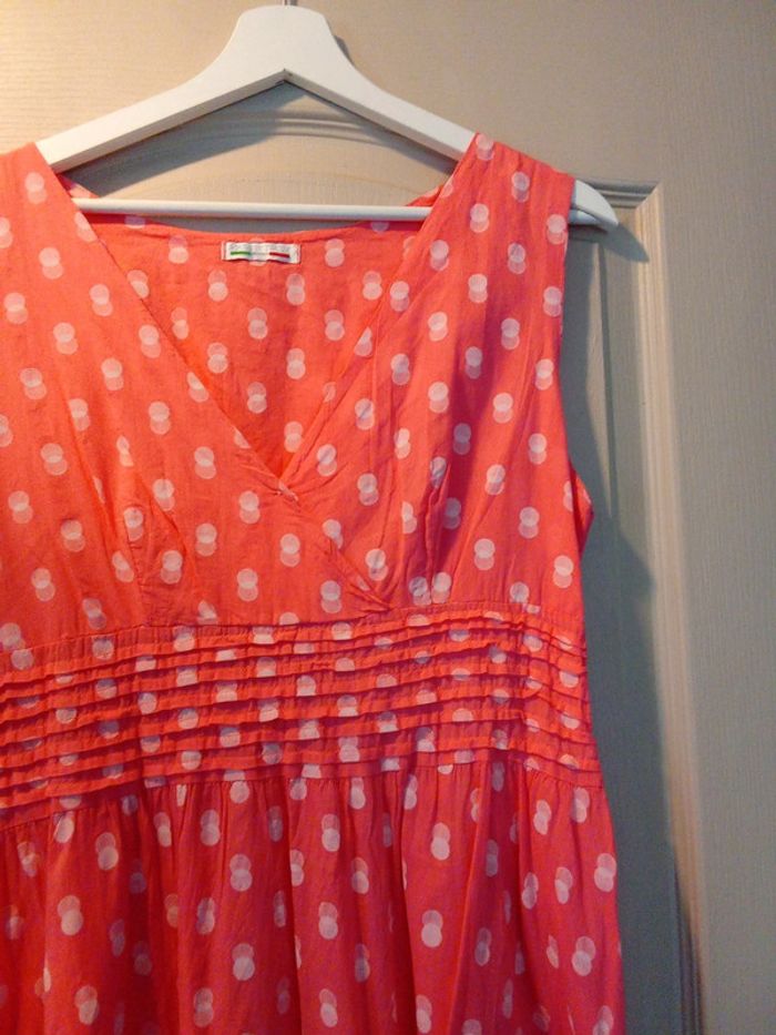 Robe style vintage corail à double pois blanc taille 42 44 - photo numéro 3