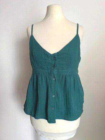 Top, débardeur bretelles ajustables vert taille S 100 % coton