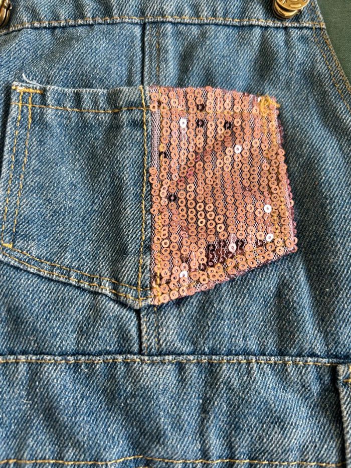 Salopette en jeans robe sequin écureuil effet usé joeshan 5 ans - photo numéro 4