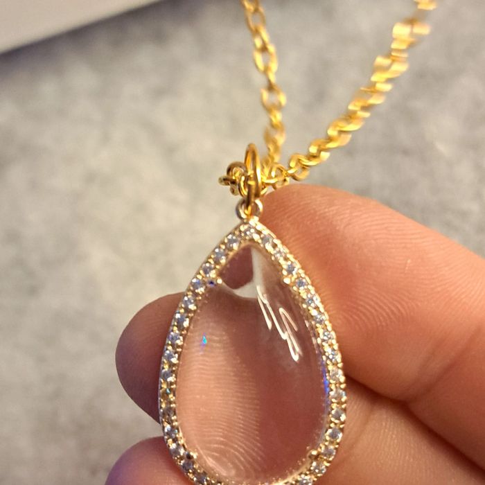 Collier doré avec pendentif strass verre transparent - photo numéro 7