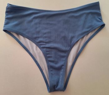 Culotte haute de maillot de bain bleu uni