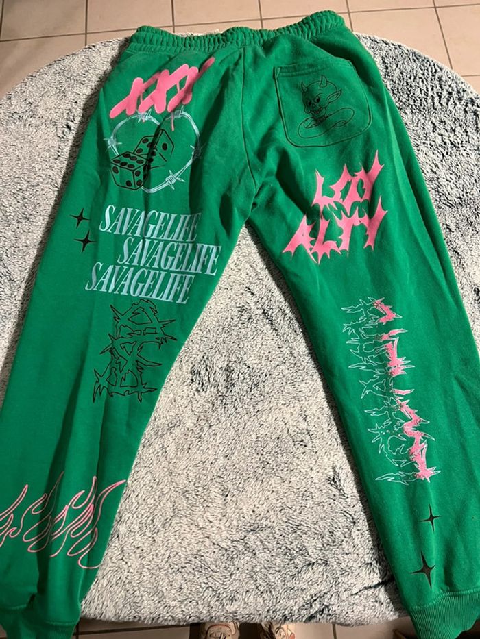 Pantalon jogging vert et rose - photo numéro 4