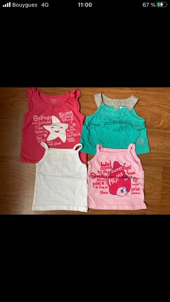T-shirt débardeur lot de 4 3 mois