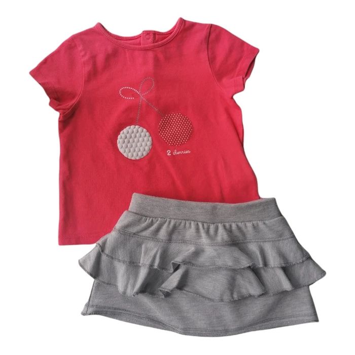 Ensemble jupe Zara + tee shirt Obaibi – 12 mois
