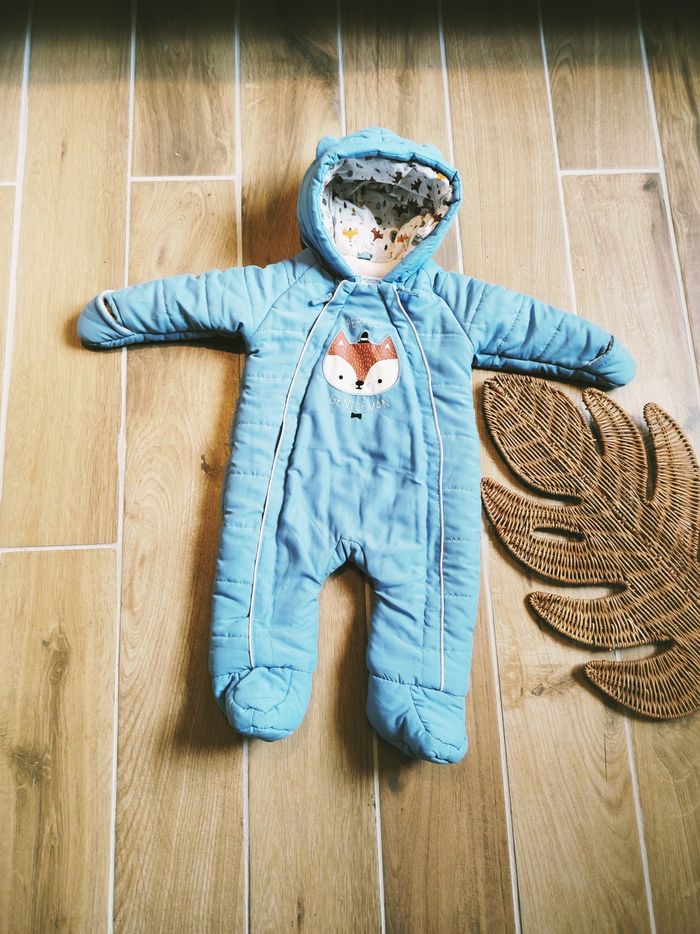 👶Orchestra - Combi-pilote/combinaison bleu clair motif Renard - Taille  6 mois