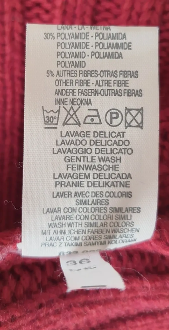 Pull col roulé femme rouge "Promod" taille S - photo numéro 8